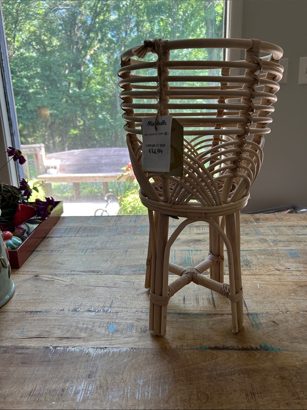 Marshalls Natural Rattan Plant Stand - Light Beige